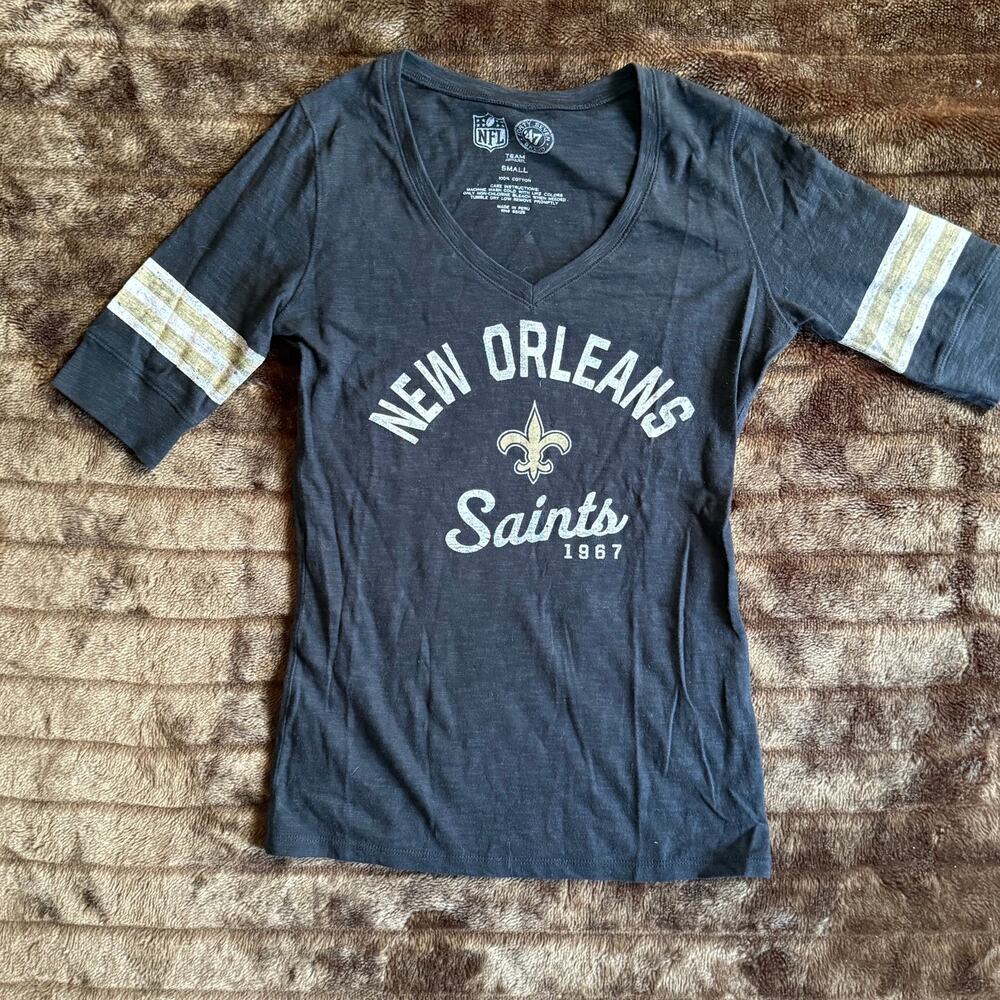 NFL 47 Brand Team Apparel Sz. S Black New Orleans‎ Saints All Cotton T-Shirt